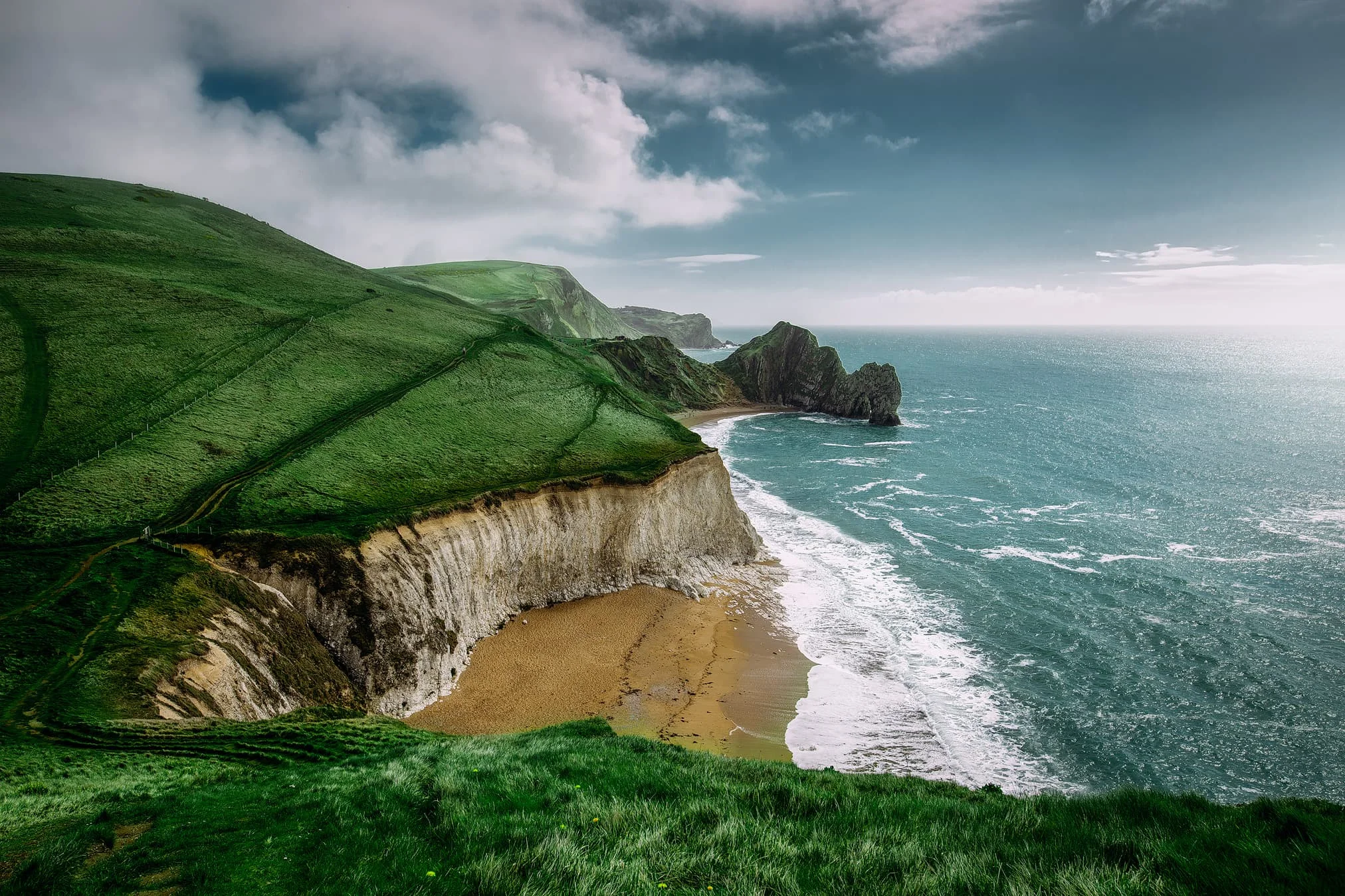 Durdle Door kaļķakmens arka. Dorseta, Anglija