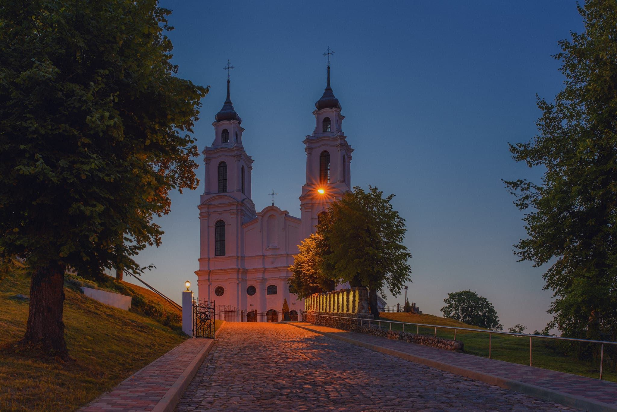 Summer morning at the Ludza Roman Catholic Church of the Assumption of the Blessed Virgin Mary